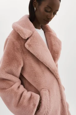 New LAMARQUE LINNEA | Faux Fur Coat Smoky Pink