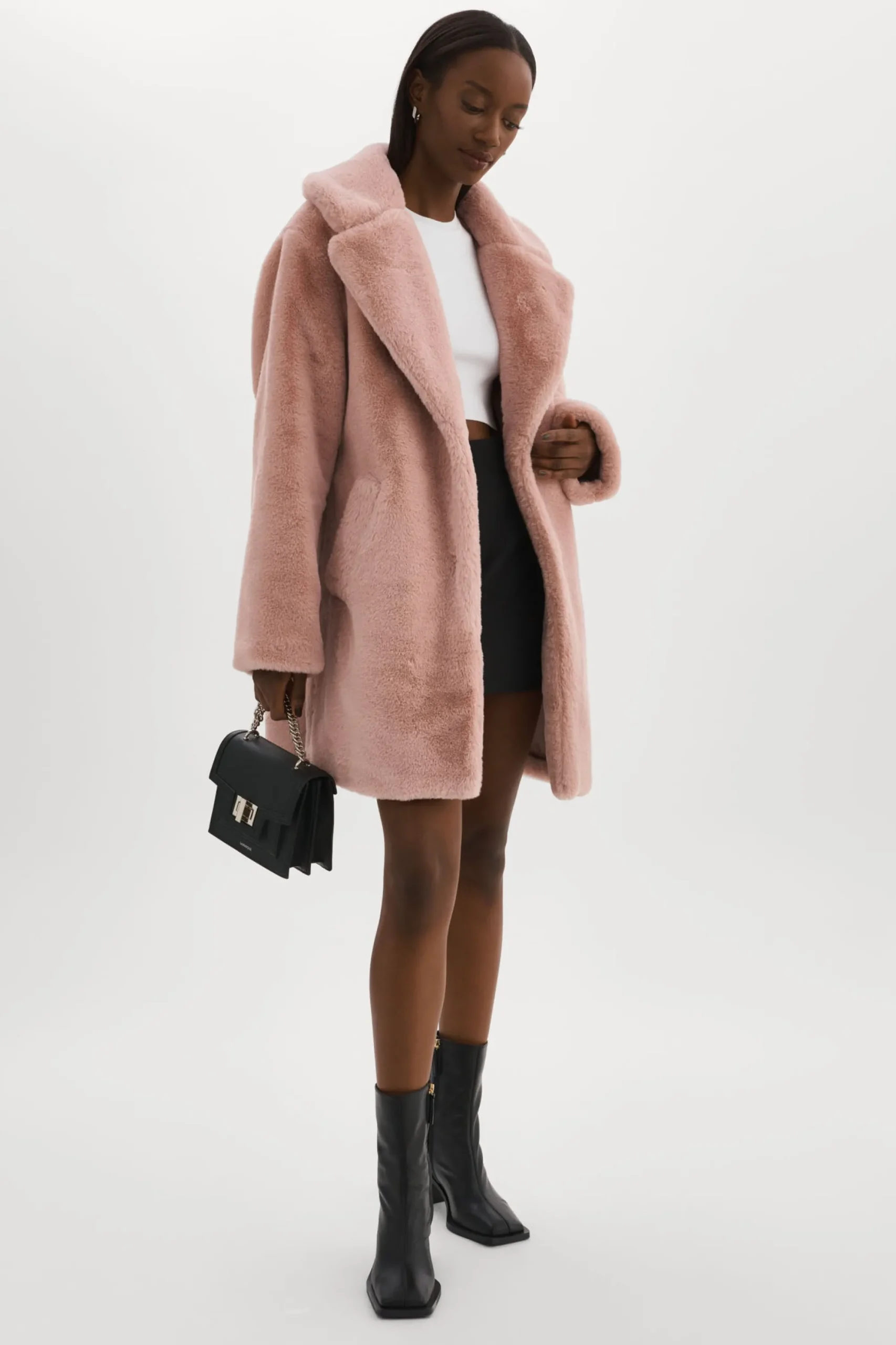New LAMARQUE LINNEA | Faux Fur Coat Smoky Pink