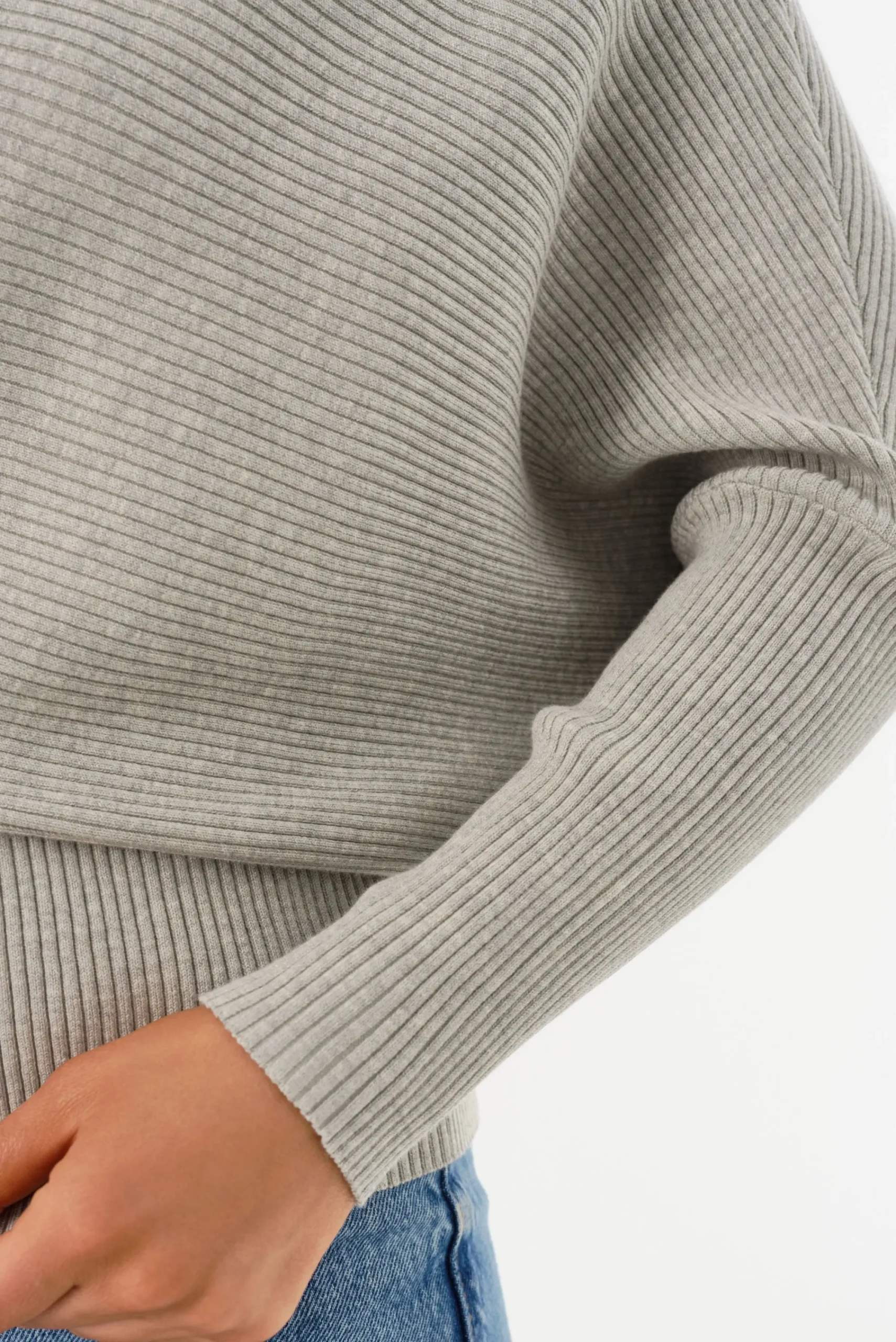 Outlet LAMARQUE LORRAINE | Knit Off Shoulder Top Light Heather Grey