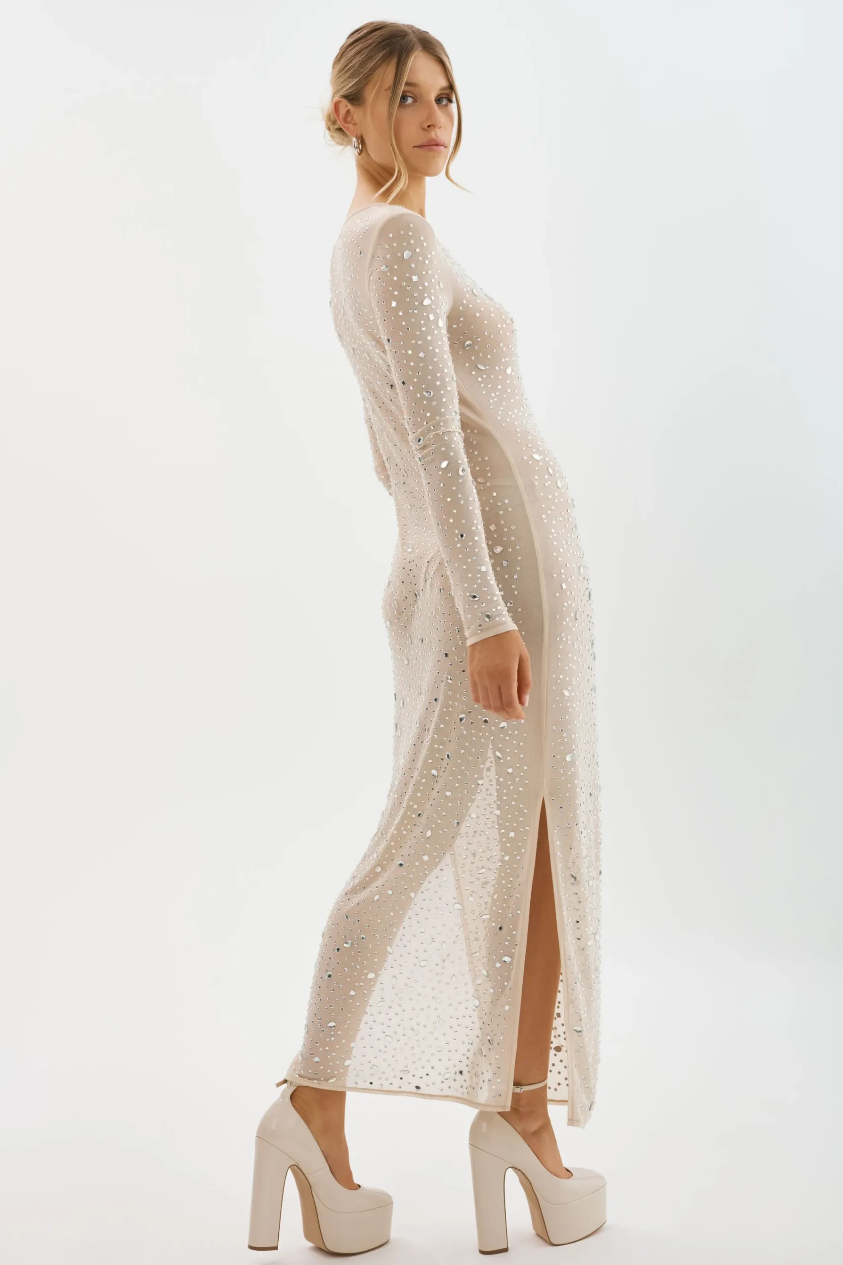 Store LAMARQUE MARET | Rhinestone Mesh Dress Bisque