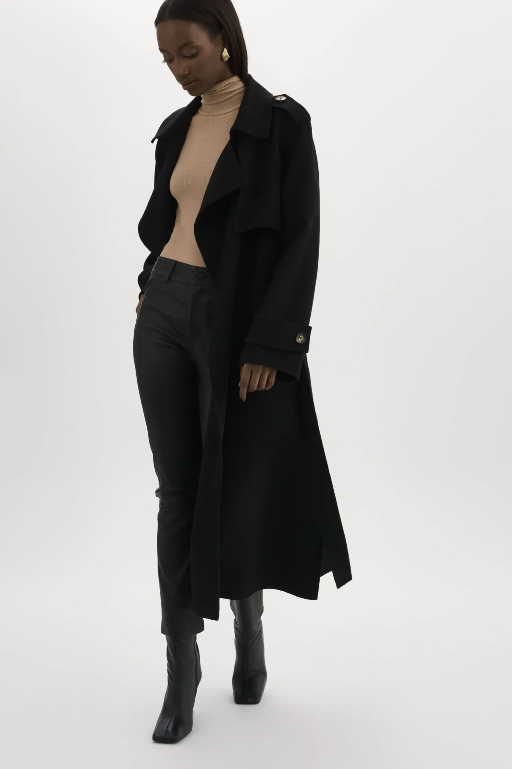 Shop LAMARQUE MARGARET | Wool Trench Coat Black