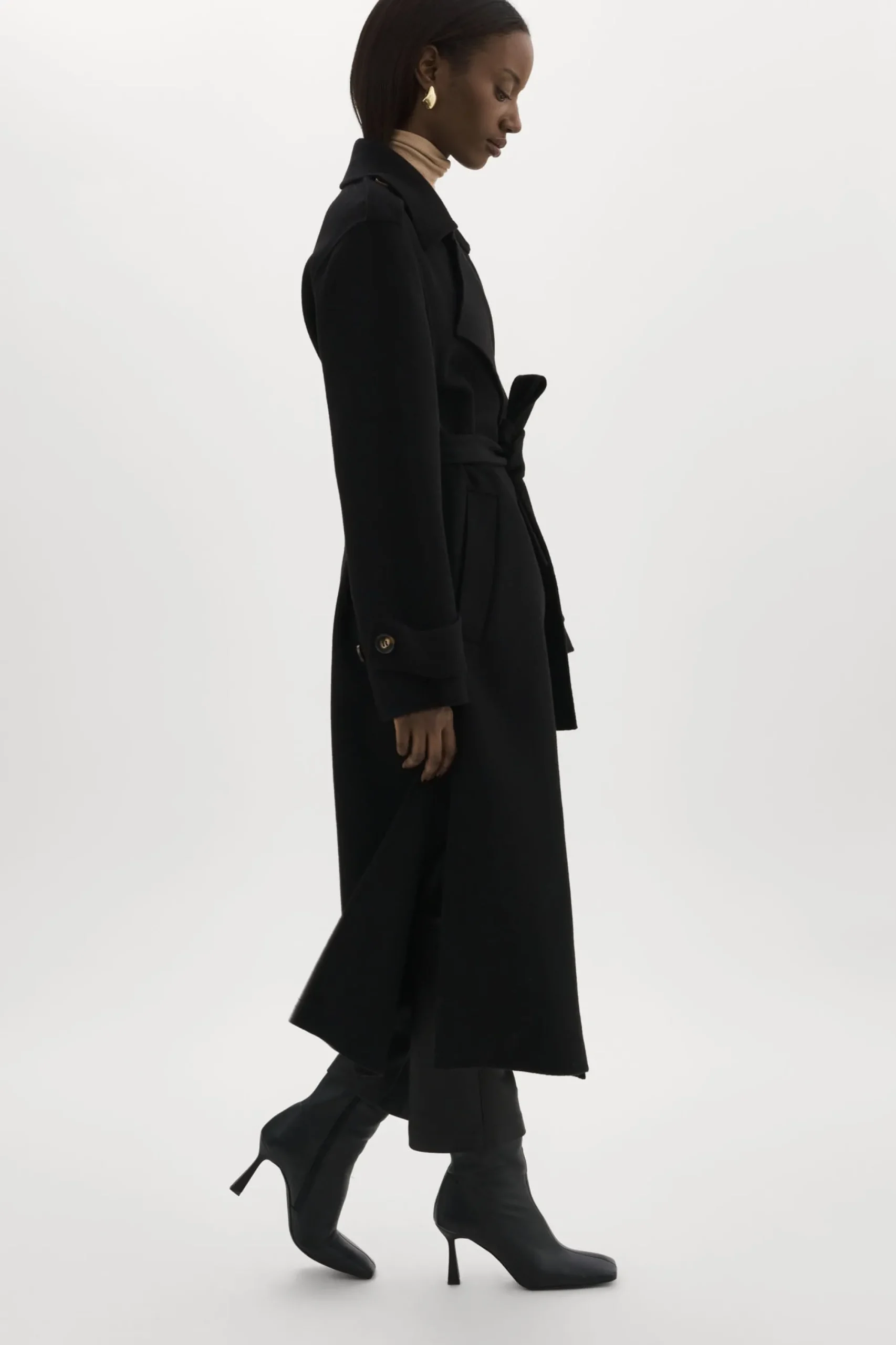 Shop LAMARQUE MARGARET | Wool Trench Coat Black