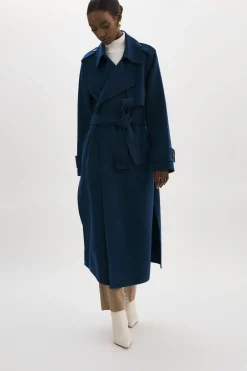 Hot LAMARQUE MARGARET | Wool Trench Coat Midnight Blue