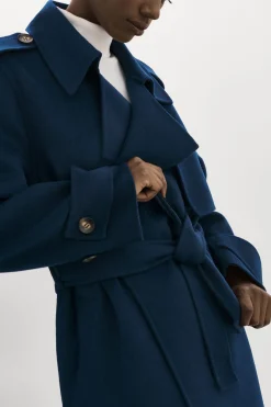 Hot LAMARQUE MARGARET | Wool Trench Coat Midnight Blue