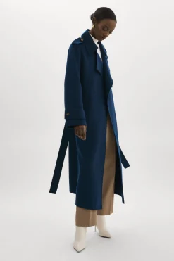 Hot LAMARQUE MARGARET | Wool Trench Coat Midnight Blue