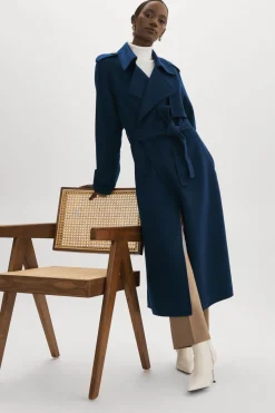 Hot LAMARQUE MARGARET | Wool Trench Coat Midnight Blue