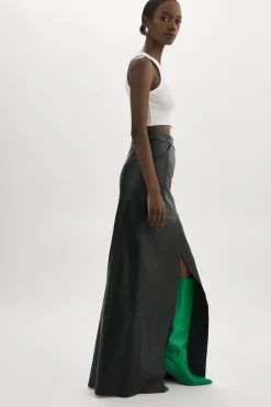 Shop LAMARQUE MARIETTE | Leather Maxi Skirt Black