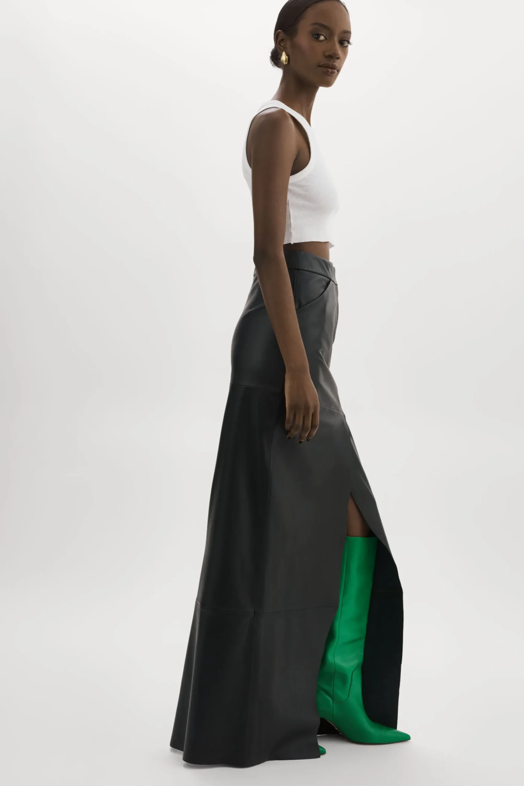 Shop LAMARQUE MARIETTE | Leather Maxi Skirt Black