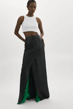 Shop LAMARQUE MARIETTE | Leather Maxi Skirt Black