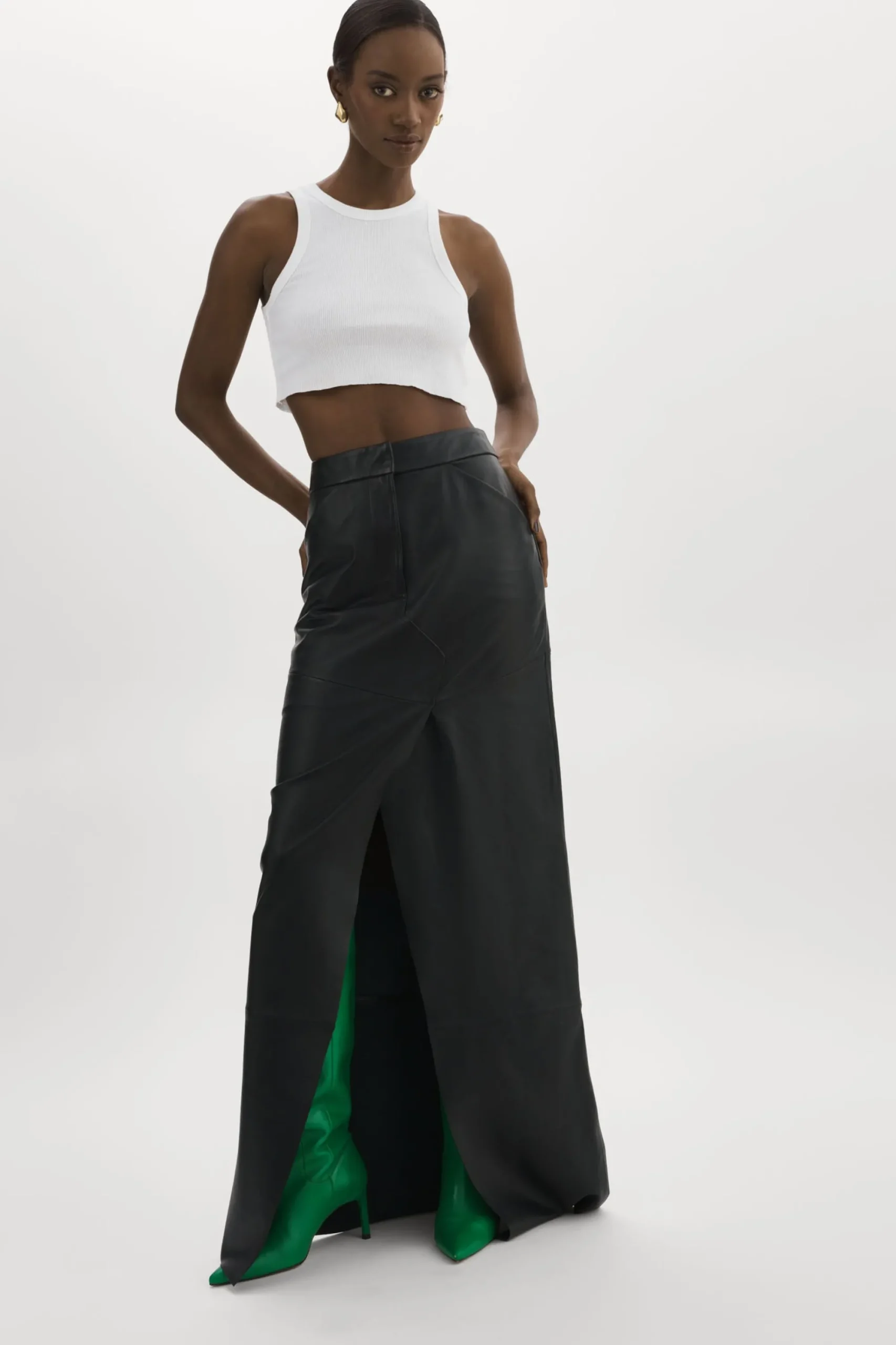Shop LAMARQUE MARIETTE | Leather Maxi Skirt Black