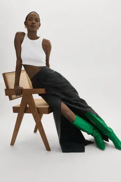 Shop LAMARQUE MARIETTE | Leather Maxi Skirt Black