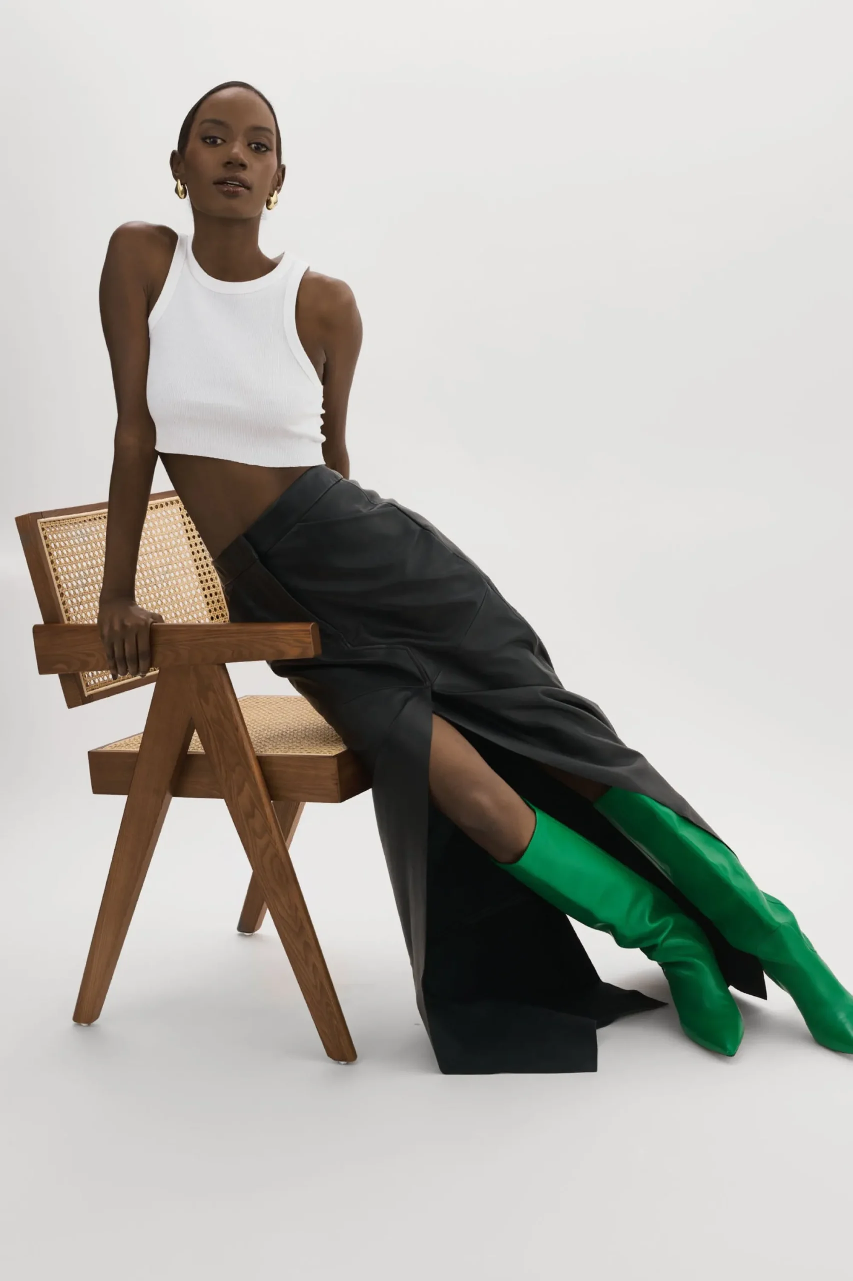 Shop LAMARQUE MARIETTE | Leather Maxi Skirt Black