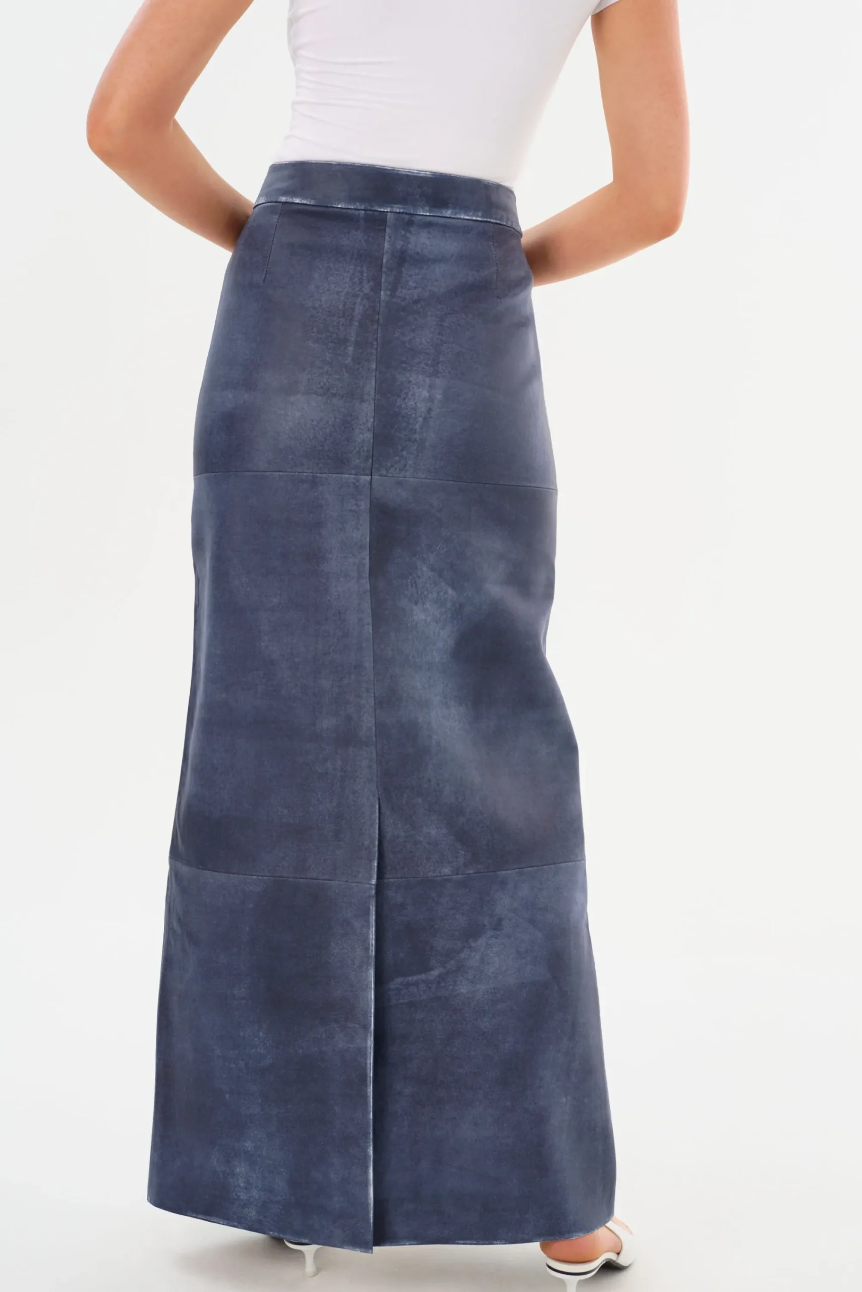 Shop LAMARQUE MARIETTE | Leather Maxi Skirt Dark Indigo