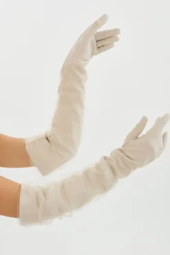Best Sale LAMARQUE MARILYN | Faux Leather And Tulle Gloves Bone