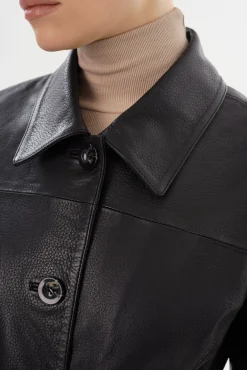Clearance LAMARQUE MARLOWE | Leather Trench Coat Black