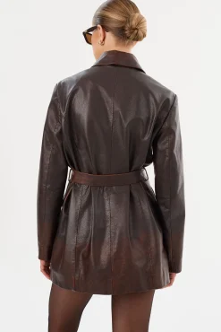 Best Sale LAMARQUE MARLOWE | Leather Trench Coat Rub Off Brown