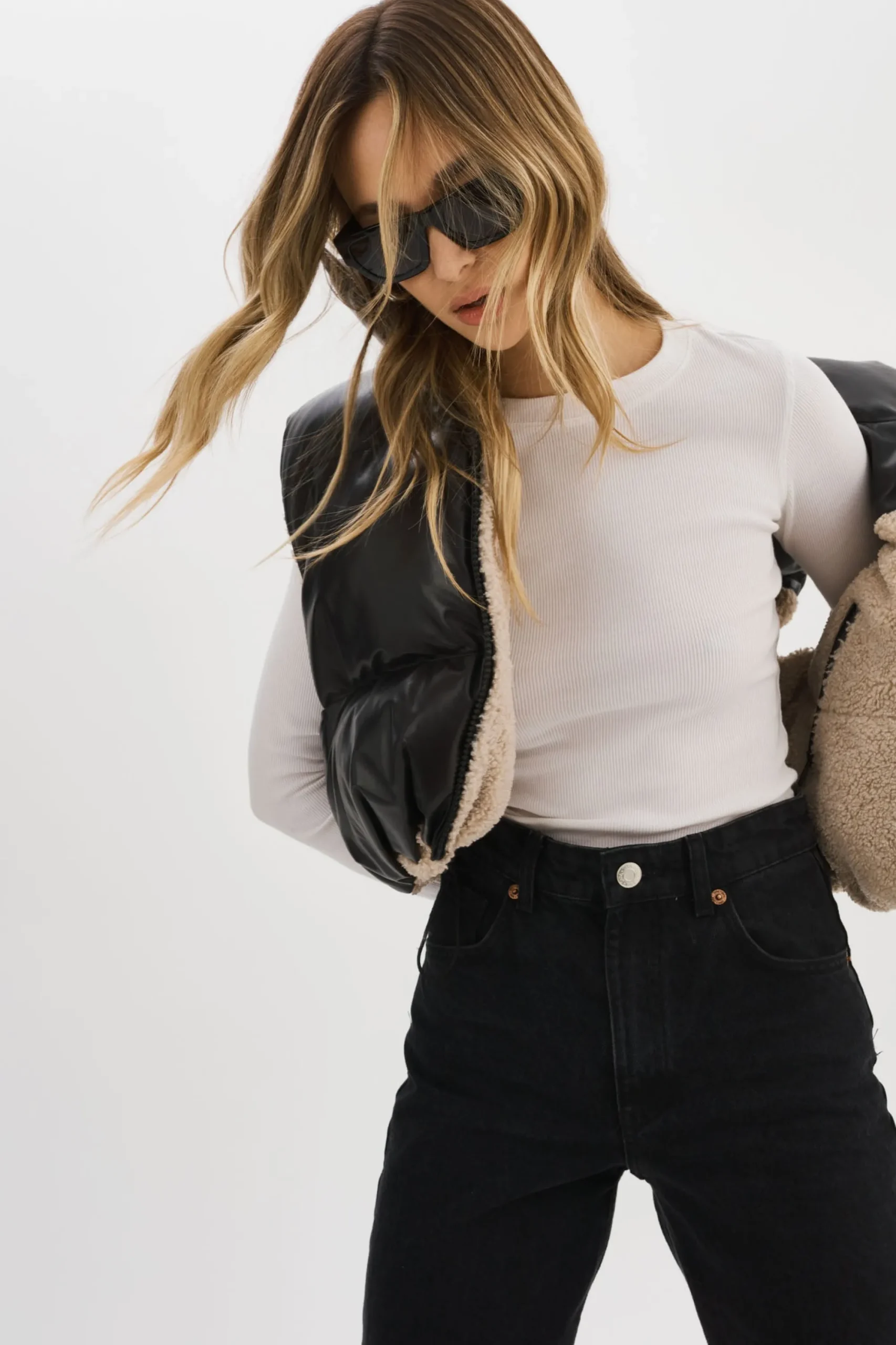 Cheap LAMARQUE MELICIA | Reversible Puffer Vest Black/Ecru