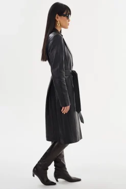 Clearance LAMARQUE MIRANDA | Leather Trench Coat Black