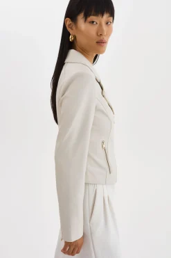 Clearance LAMARQUE MONICA | Faux Leather Jacket Champagne Hardware Bone
