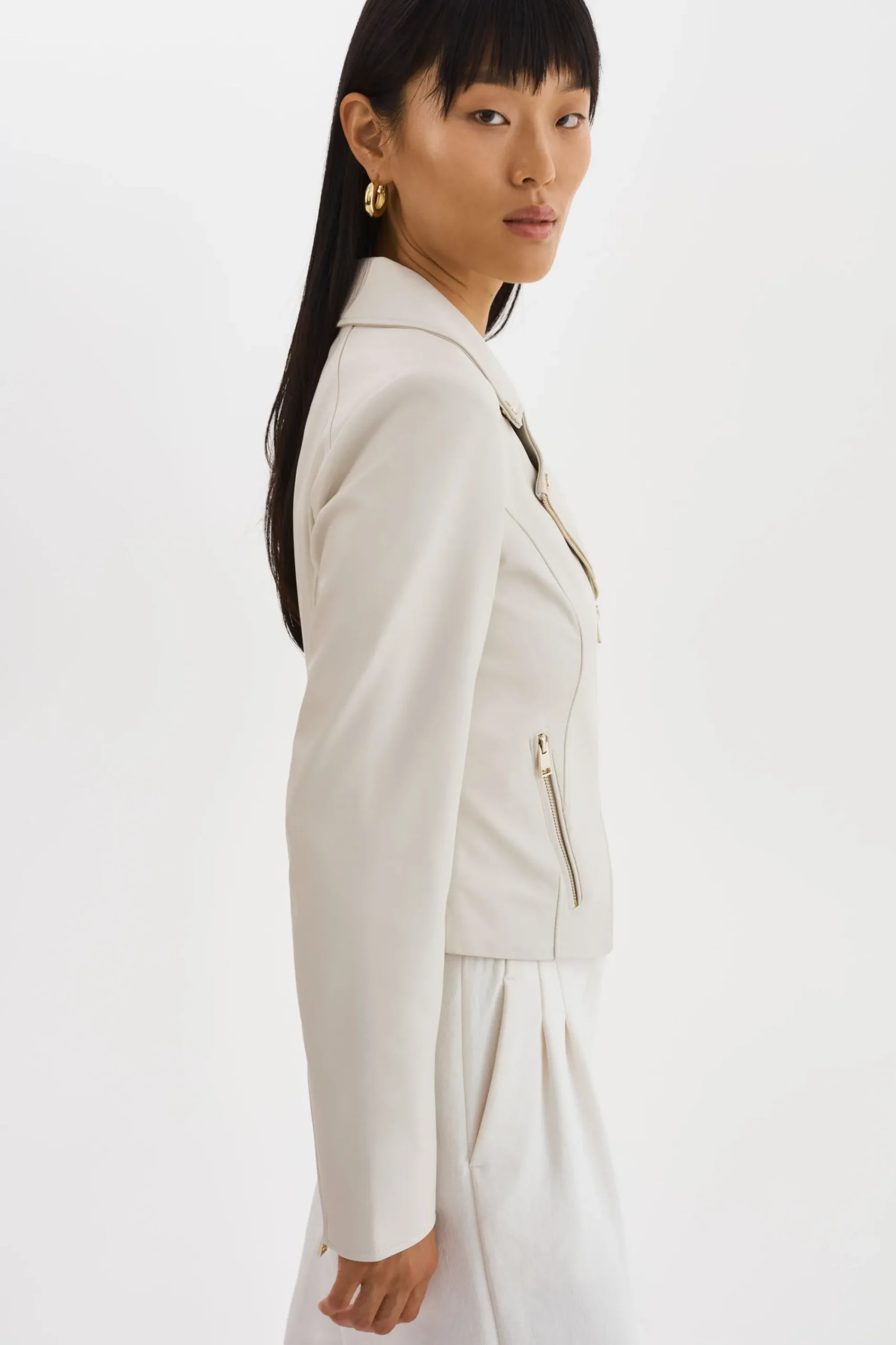 Clearance LAMARQUE MONICA | Faux Leather Jacket Champagne Hardware Bone