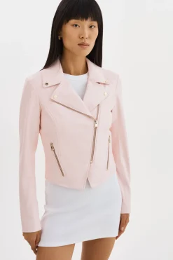 Hot LAMARQUE MONICA | Faux Leather Jacket Champagne Hardware Pink Puff