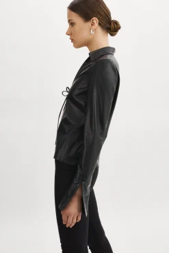 Clearance LAMARQUE NATASHA | Leather Tie Top Black