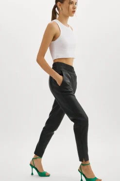 Fashion LAMARQUE NINETA | Leather Joggers Black