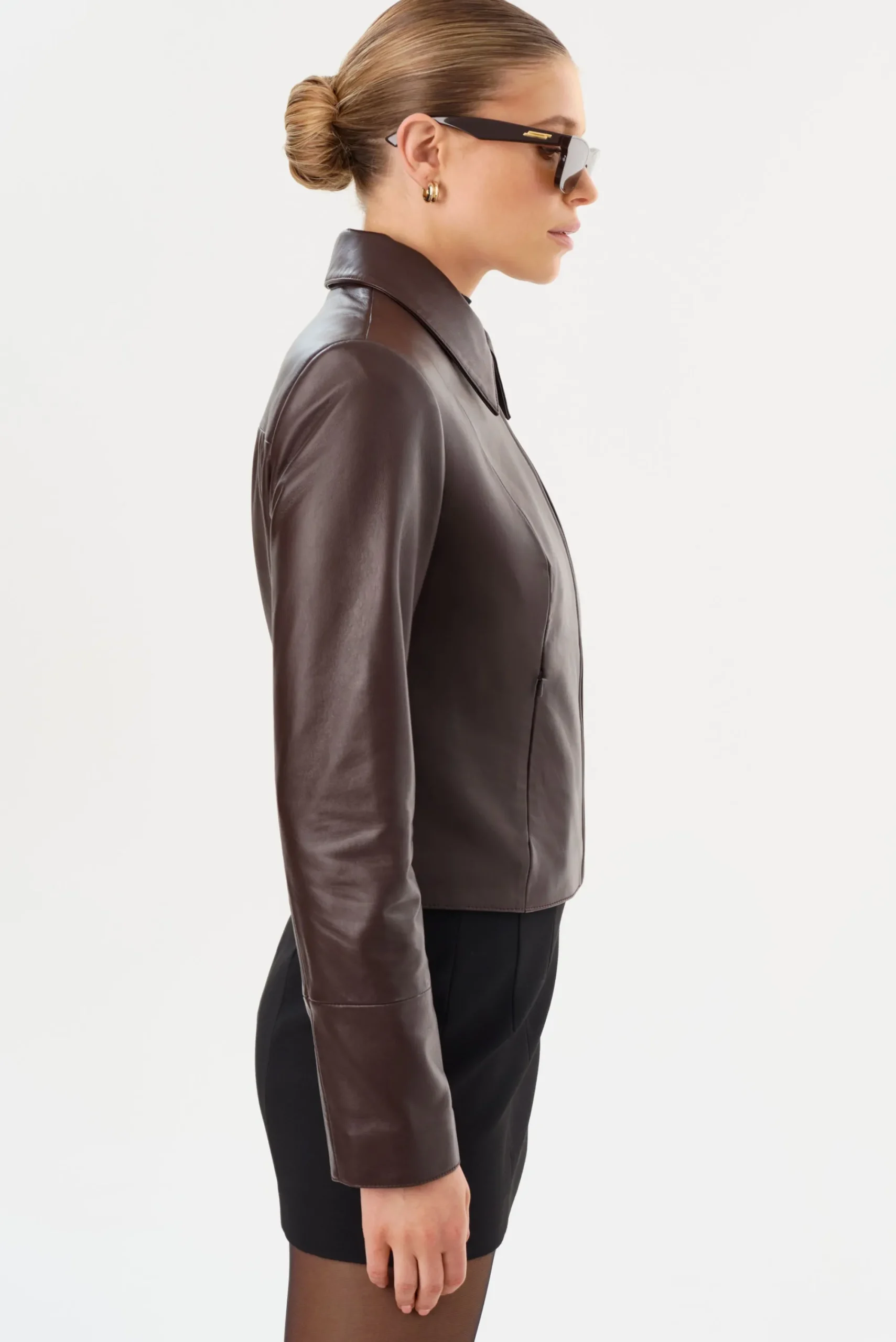 Online LAMARQUE OCEANA | Fitted Leather Jacket Mahogany