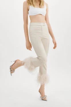 Hot LAMARQUE PAGETTA | Feather Trimmed Trousers Bone