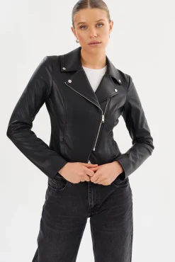 Sale LAMARQUE PASCALE | Fitted Faux Leather Jacket Black