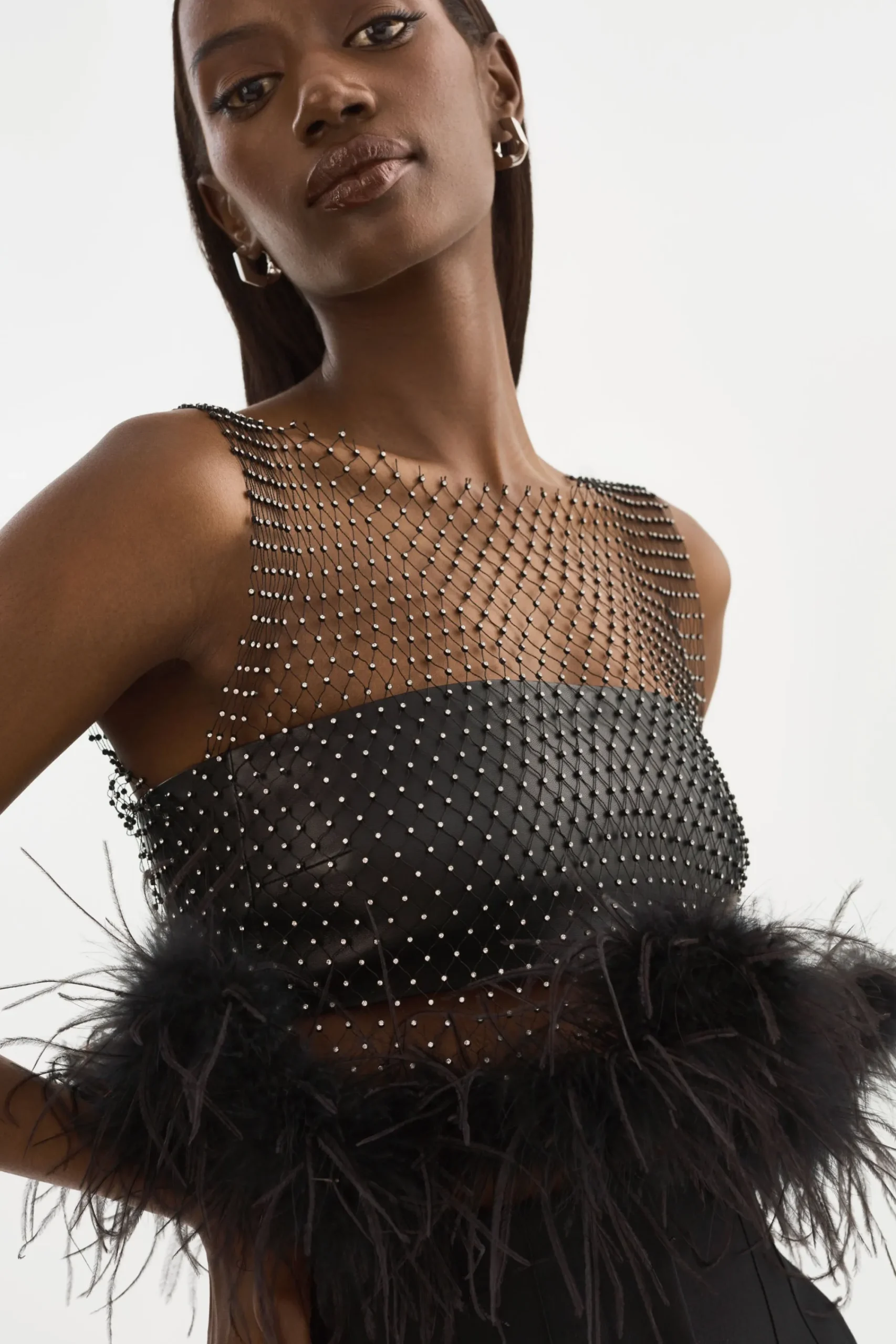 Clearance LAMARQUE PIA | Rhinestone Top Black