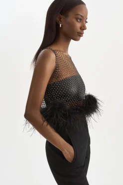 Clearance LAMARQUE PIA | Rhinestone Top Black