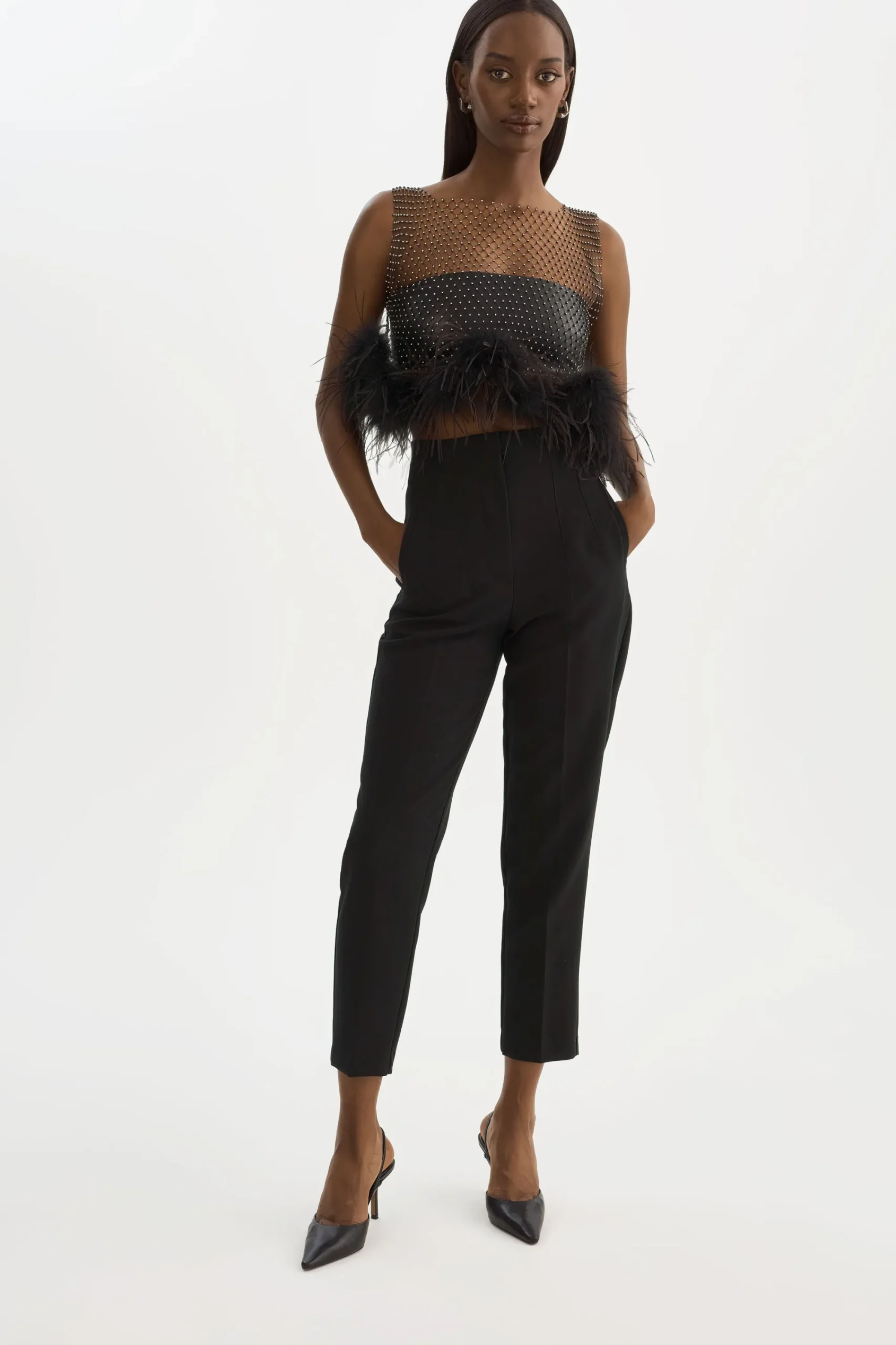 Clearance LAMARQUE PIA | Rhinestone Top Black