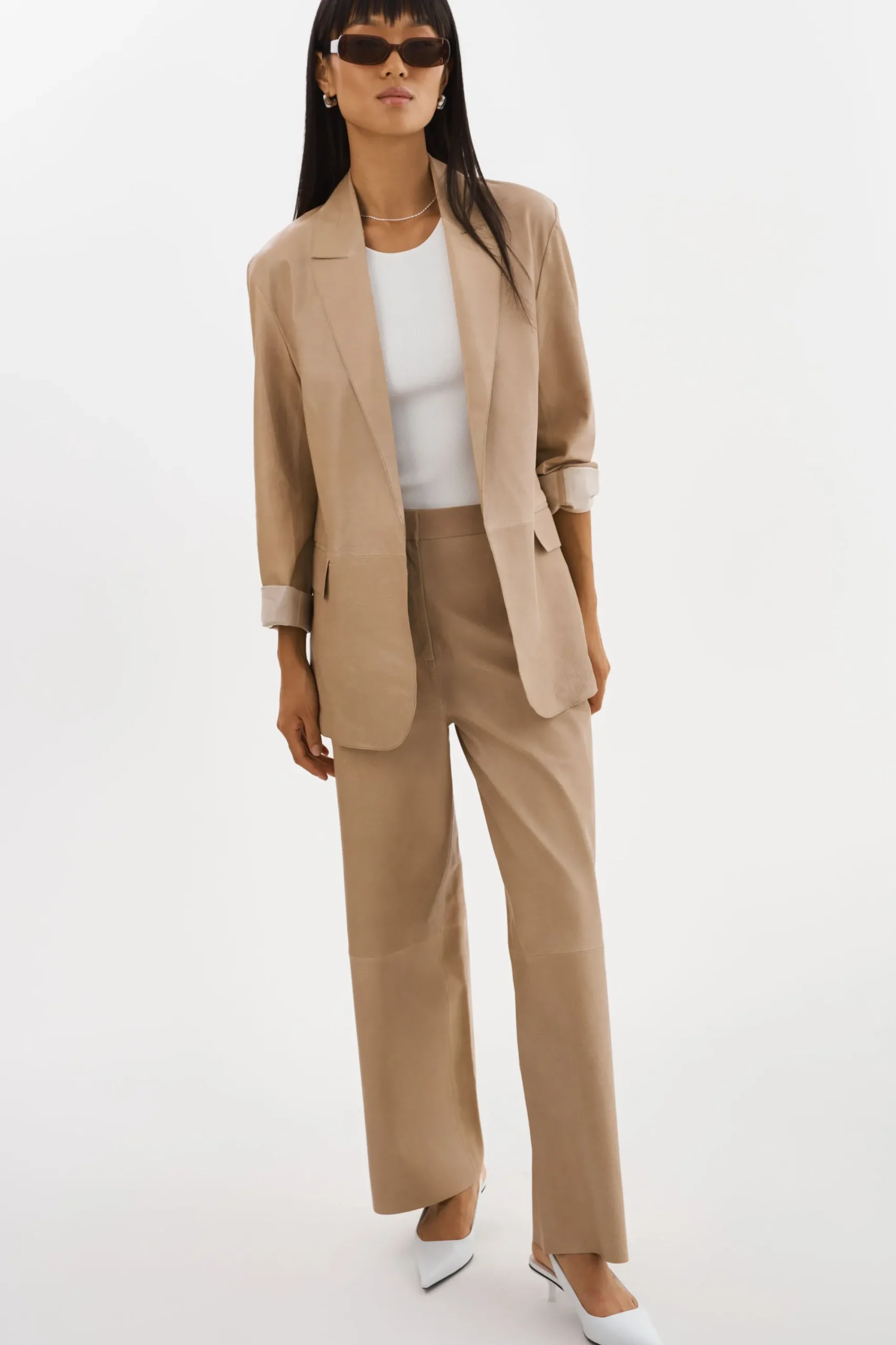 Discount LAMARQUE QUIRINA | Leather Blazer Beige