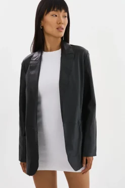 Shop LAMARQUE QUIRINA | Leather Blazer Black