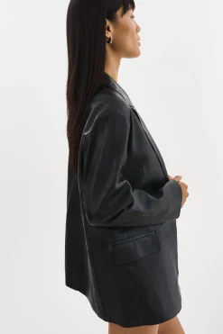 Shop LAMARQUE QUIRINA | Leather Blazer Black