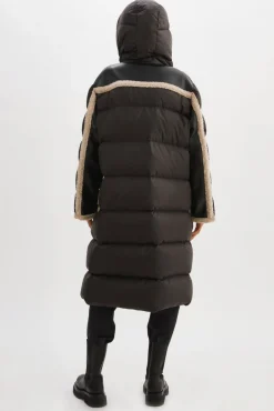 Online LAMARQUE REXANA | Mixed Media Puffer Coat Black/Ecru