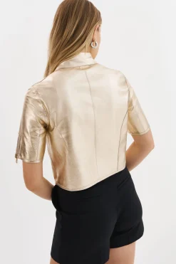 Store LAMARQUE SEVANA | Reversible Leather Jacket Bone/Gold