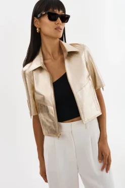 Store LAMARQUE SEVANA | Reversible Leather Jacket Wheat/Gold