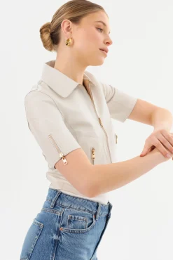 Cheap LAMARQUE SEVANA | Reversible Leather Jacket Winter White/Gold