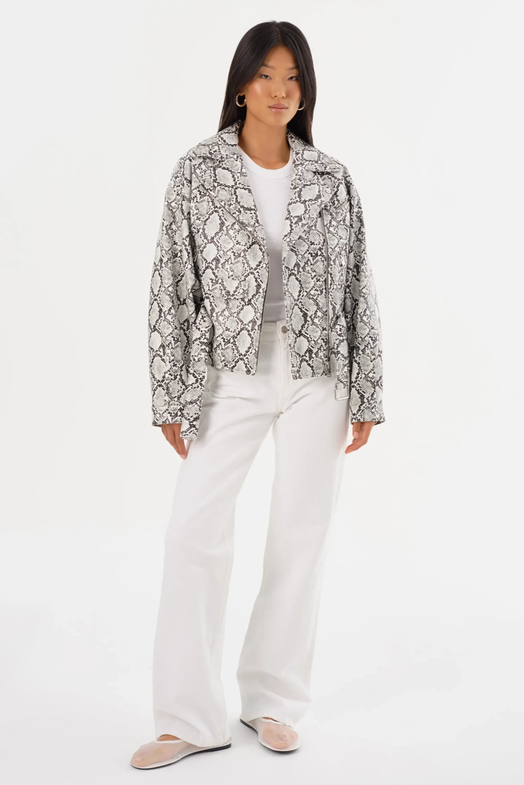 Fashion LAMARQUE SHELIA | Faux Leather Biker Jacket Python Print