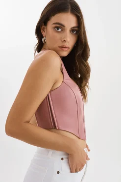 Discount LAMARQUE TABIA | Leather Corset Top MAUVE PINK