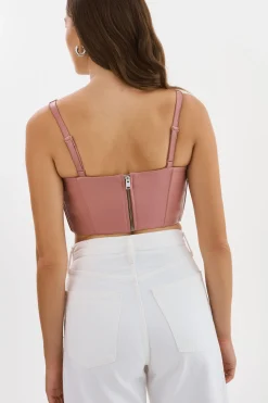 Discount LAMARQUE TABIA | Leather Corset Top MAUVE PINK