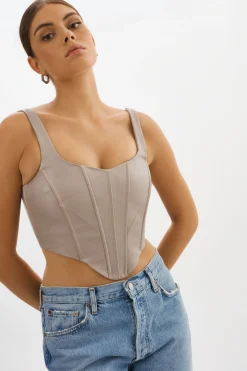 Cheap LAMARQUE TABIA | Leather Corset Top Stone 23