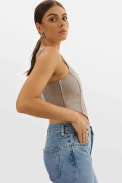 Cheap LAMARQUE TABIA | Leather Corset Top Stone 23