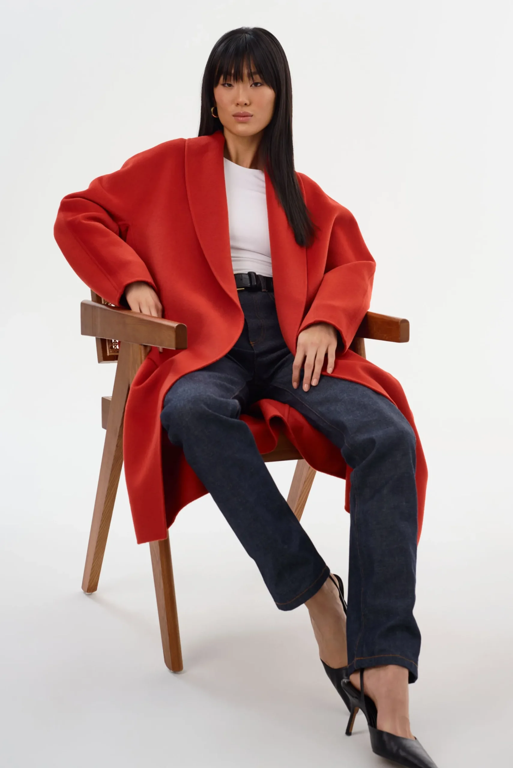 Best Sale LAMARQUE THARA | Shawl Collar Wool Coat Crimson
