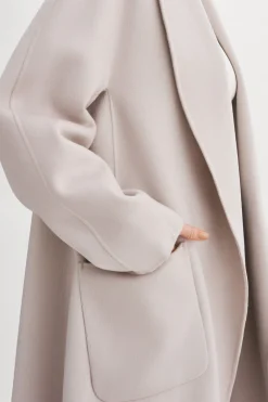 Store LAMARQUE THARA | Shawl Collar Wool Coat Feather Grey