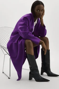 Discount LAMARQUE THARA | Shawl Collar Wool Coat VIOLET