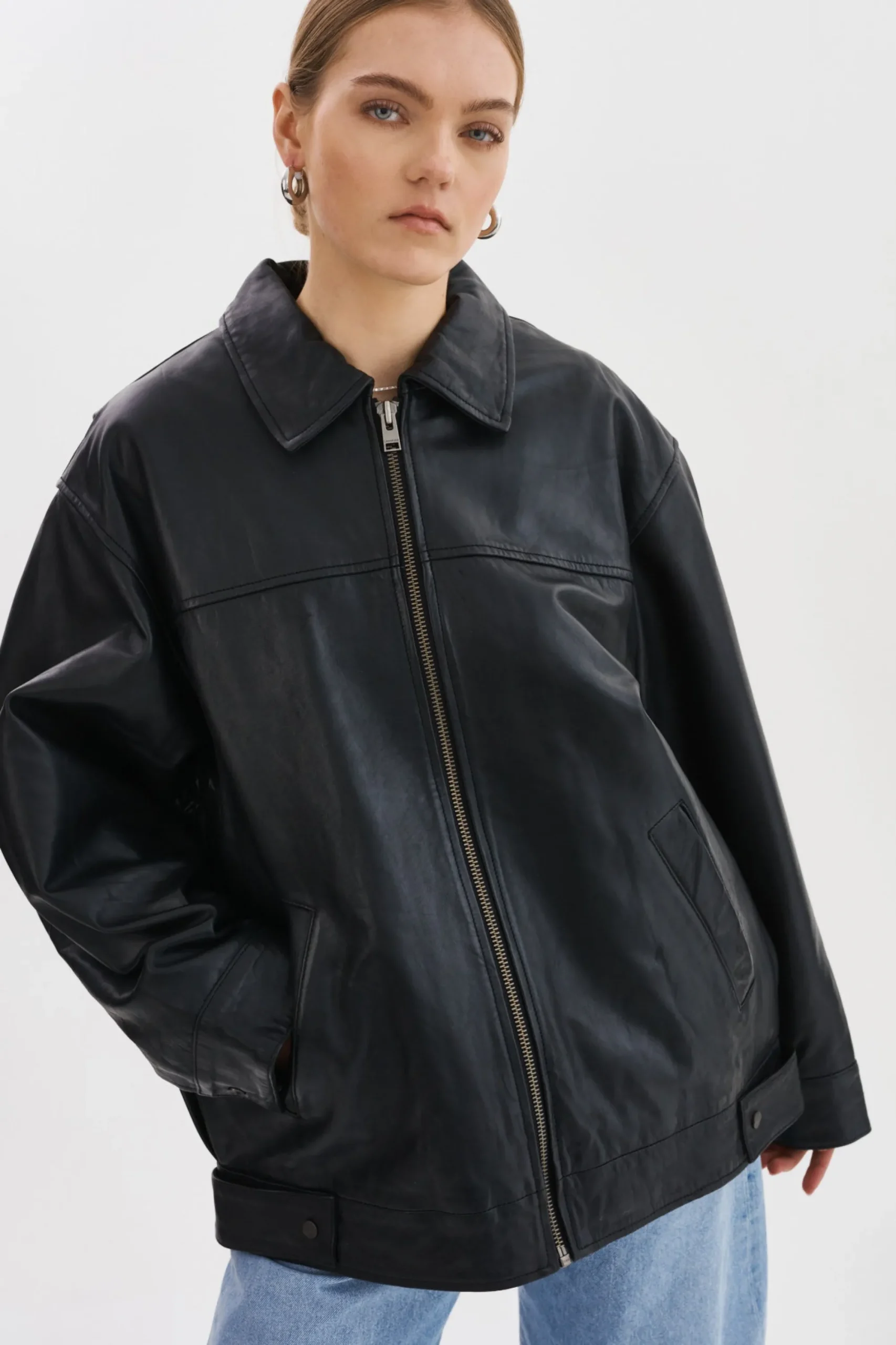 Sale LAMARQUE THEIA | Leather Bomber Jacket Black