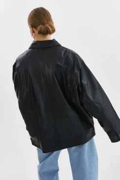 Sale LAMARQUE THEIA | Leather Bomber Jacket Black